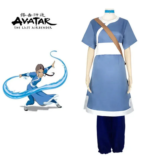 Anime Katara Cosplay Blue Long Dress Costumes Avatar The Last Airbender Cosplay Costumes Halloween Female Suit Set Clothing - Seprincess