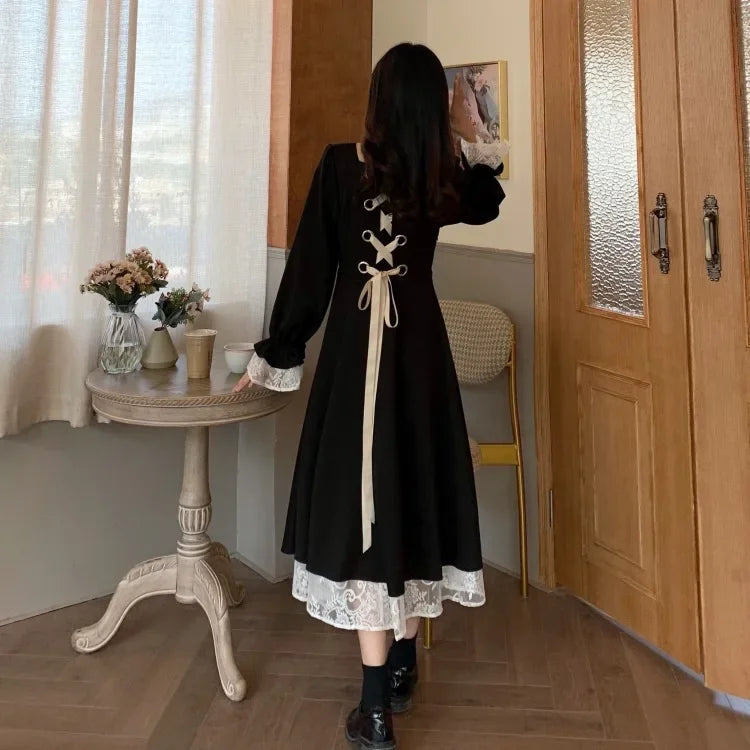 Black Haut De Gamme Designer Autumn Dress Niche Long Luxury French Style Women's Fashion Gown High End Feel Dress - Seprincess