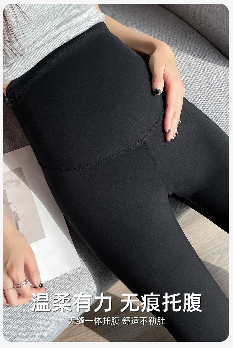 Boot Cut Nylon Legging for Maternity Spring Summer Adjustable Elastic Waist Pants for Pregnant Women Hot Slim Fit Pregnancy Wear