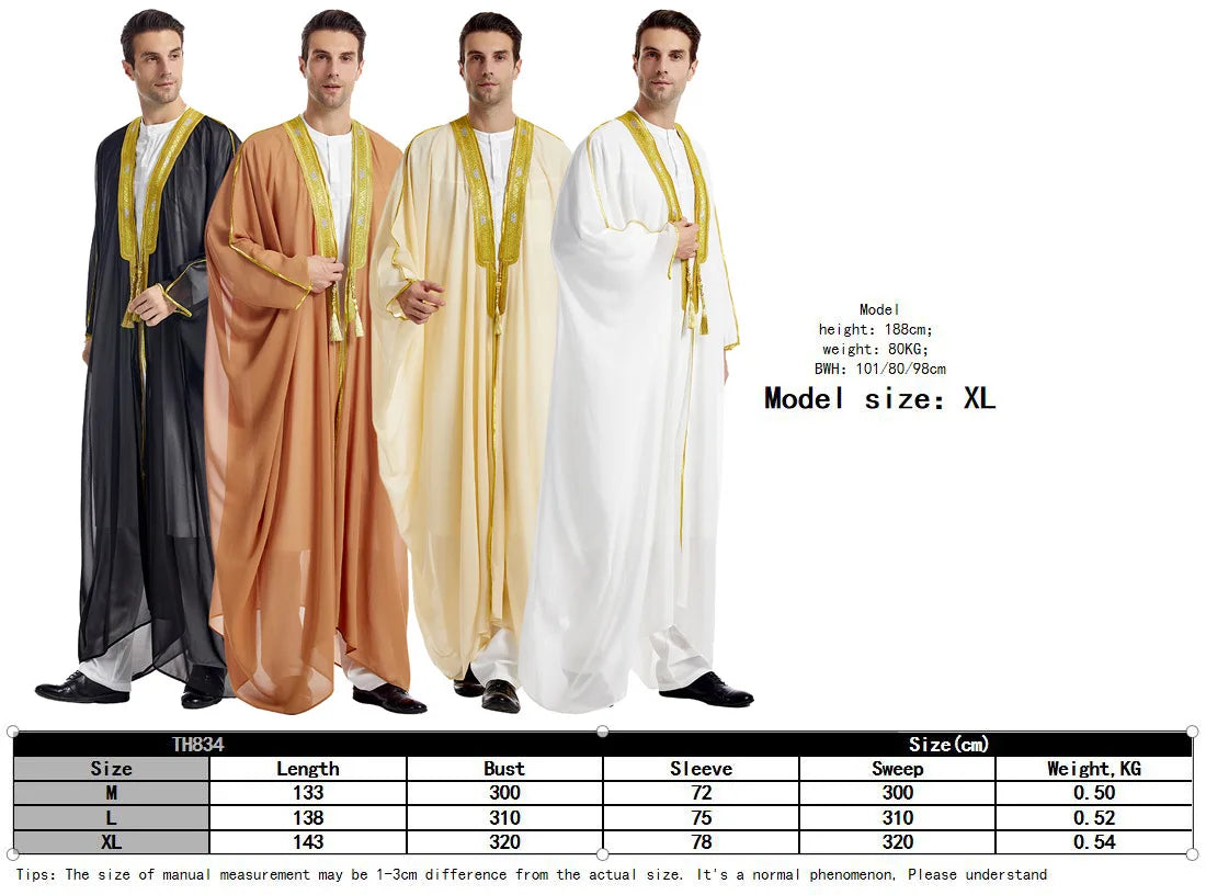 Eid Muslim Men Jubba Thobe Mens Cardigan Abaya Long Dress Islamic Ramadan Kimono Long Robe Saudi Arabic Musulman Caftan Dubai - Seprincess