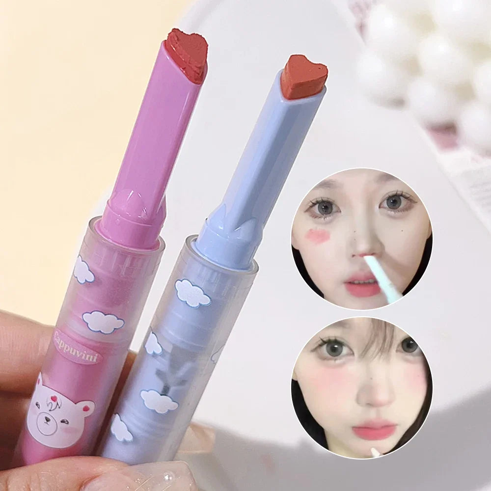 6 Color Sexy Velvet Matte Lipstick Pen Color Rendering Lasting Non-stick Cup Heart-shaped Solid Lip Gloss Korean Makeup Cosmetic - Seprincess