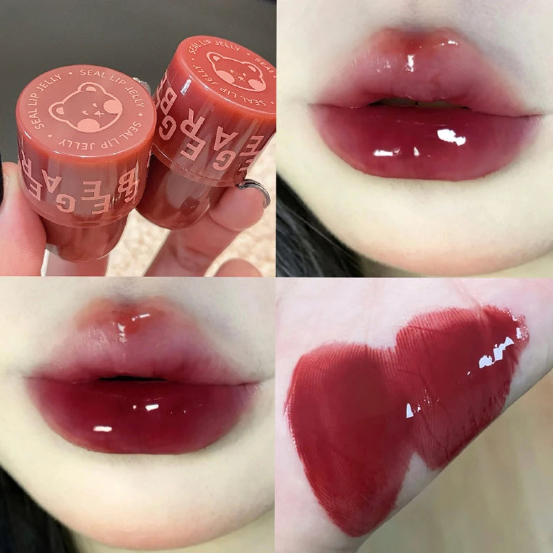 Bear Seal Mirror Clear Lipstick Lip Gloss Waterproof Moisturizing Lasting No Fading Lip Glaze Makeup for Women Korean Cosmetics - Seprincess