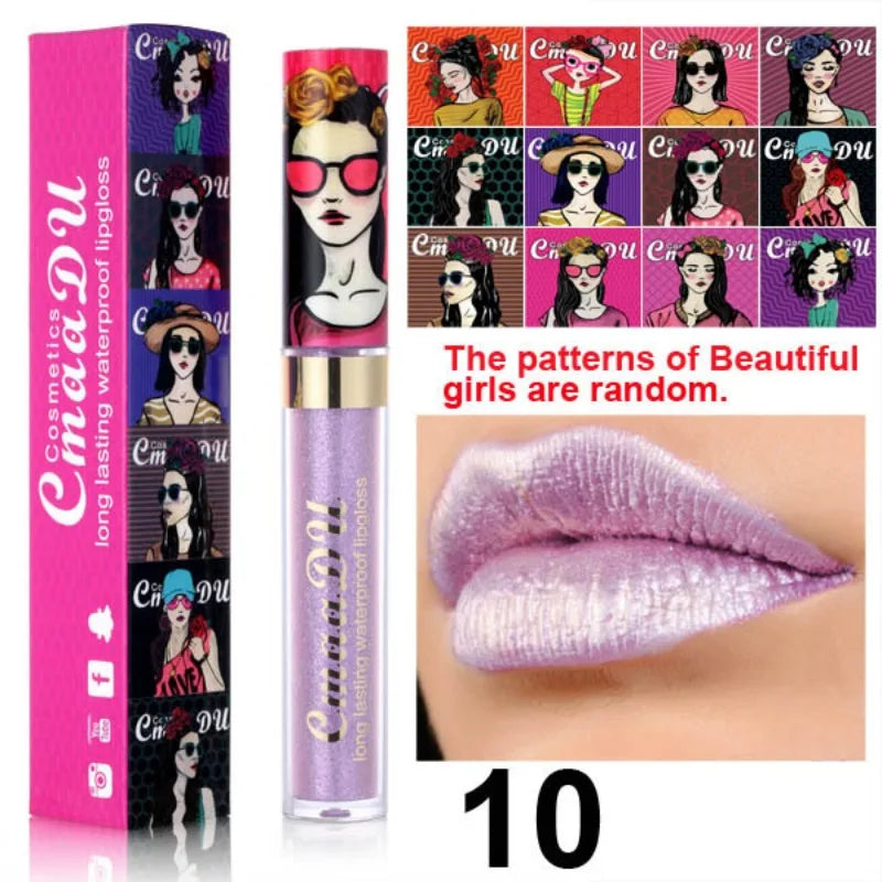 CmaaDu Glitter Lip Gloss Beauty Girl Diamond Shimmer Lip Tint Make Up Waterproof Long Lasting Gray Flash Liquid Lipstick Makeup - Seprincess