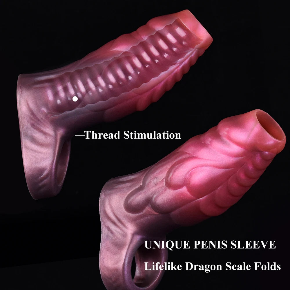 NNSX Super Thin Dragon Penis Enlargement Sleeve Cock Ring Delay Ejaculation Penis Extender Sex Toys for Men Adult Erotic Goods