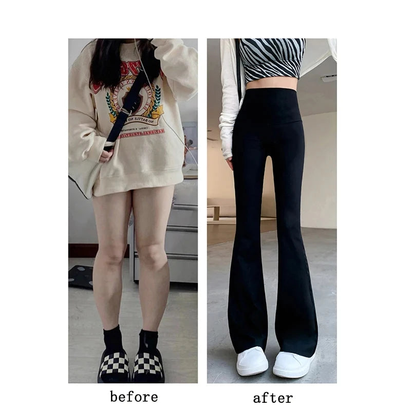 Women Flare Pants Slim High Waist Solid Sexy Shark Flare Pants Fashion Casual Streetwear Elastic Butt Lift Skinny Leggings