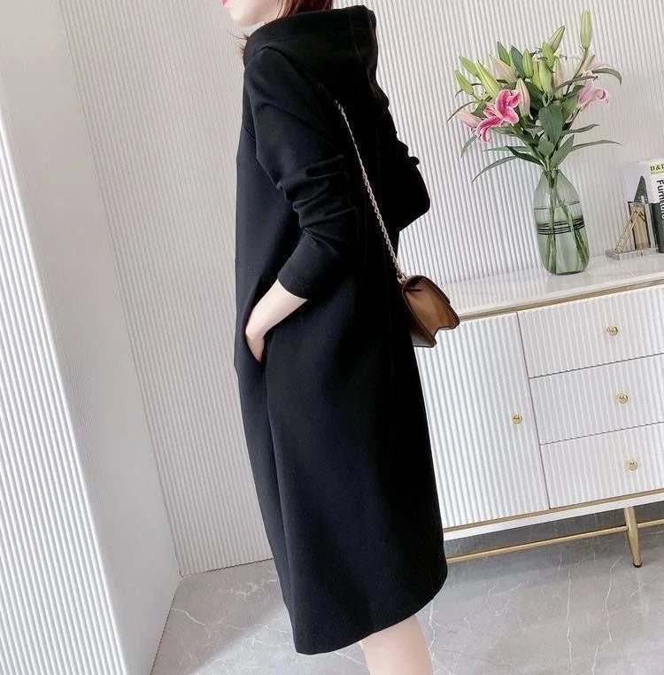 Women's Loose Casual Long Sleeve Hooded Dress Elegant Winter Party Warm Dresses For Women