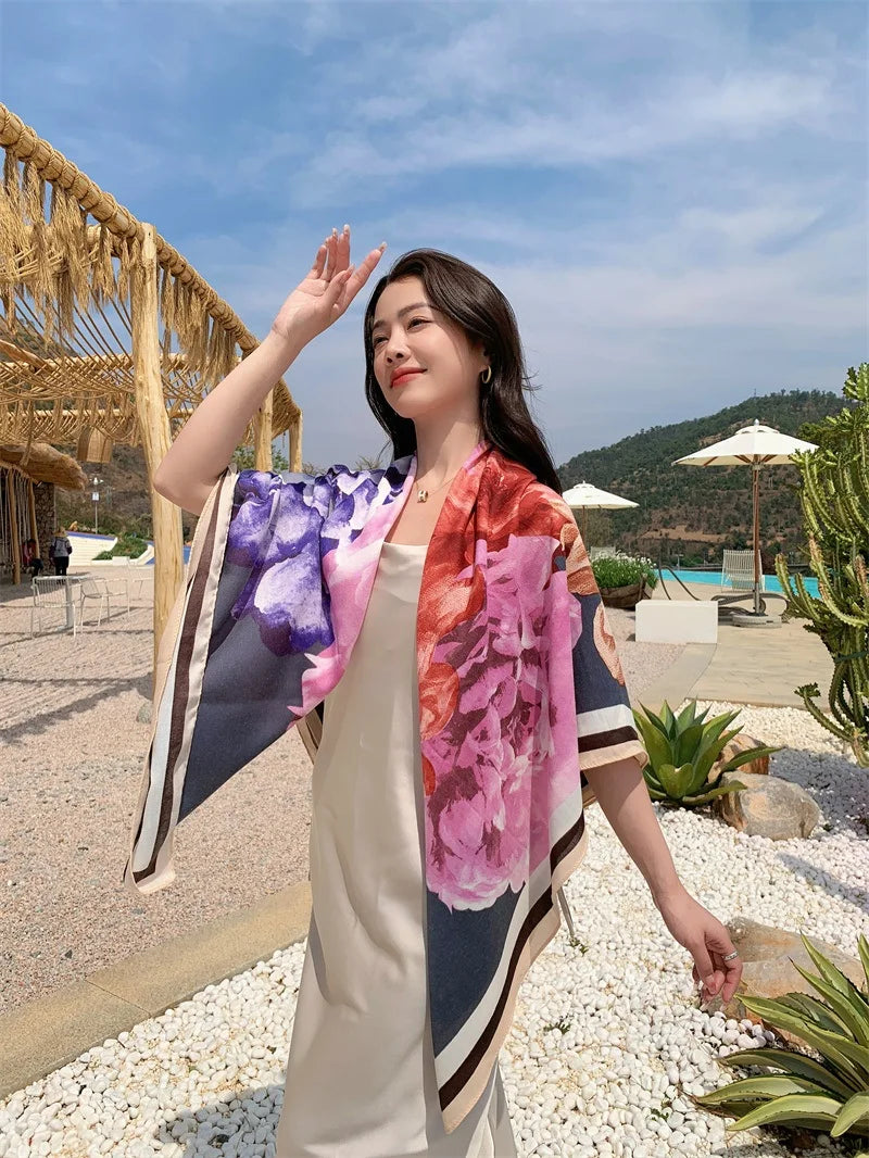 HOT 130x130cm large Velvet Texture Squar Travel Scarf Beach Dress Bikini Sarong Wrap Women Brazilian Swimsuit Bathing Cover-ups