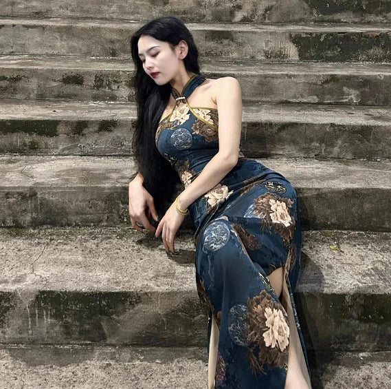 Traditional Cheongsam Cos Pictorial Lady's Homemade New Chinese Style Improvement Pure Desire Sexy Skirt High Split Qipao Dress - Seprincess