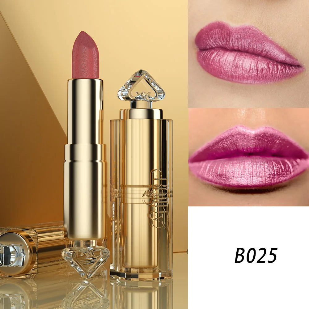 Metallic Coral Orange Lipstick for Women Nude Pink Lipsticks Long Lasting High Shine Glitter Lipstick No Smudge Full-Coverage - Seprincess