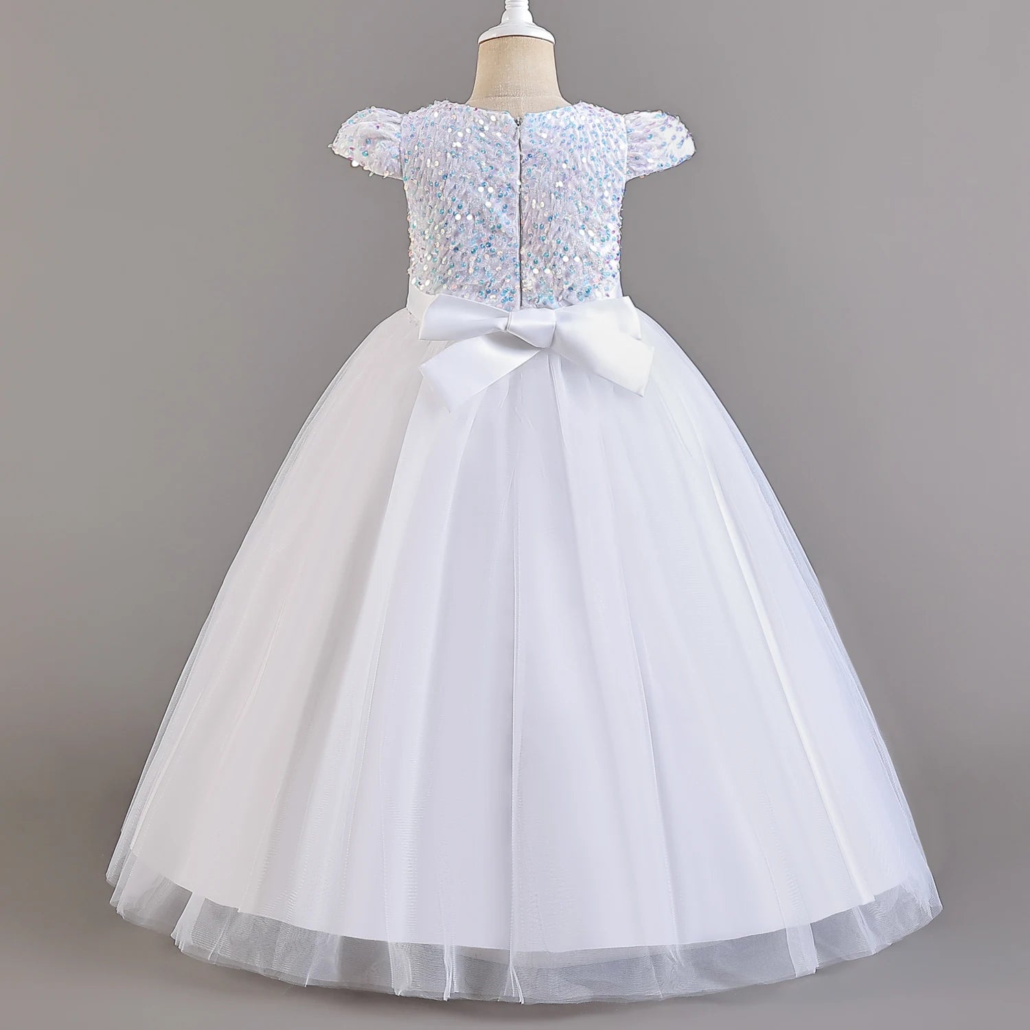 Sparkly Sequins Short Sleeves Flower Girl Dresses Tulle Kids Birthday Party Pageant Prom Gown Teen Girls Bridesmaid Dresses - Seprincess