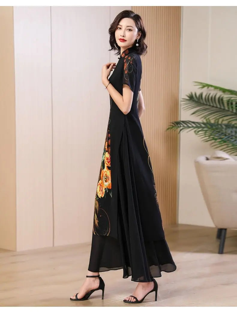 2024 chinese dress qipao oriental party qipao dress chinese style modern cheongsam embroidery vintage a line cheongsam dress - Seprincess