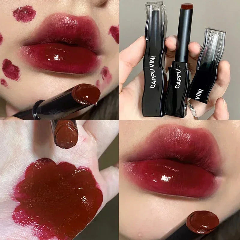 New Jelly Mirror Black Tube Lipstick Long Lasting Non-stick Cup Moisturize Water Light Lip Gloss Korean Lips Makeup Cosmetic 1pc - Seprincess