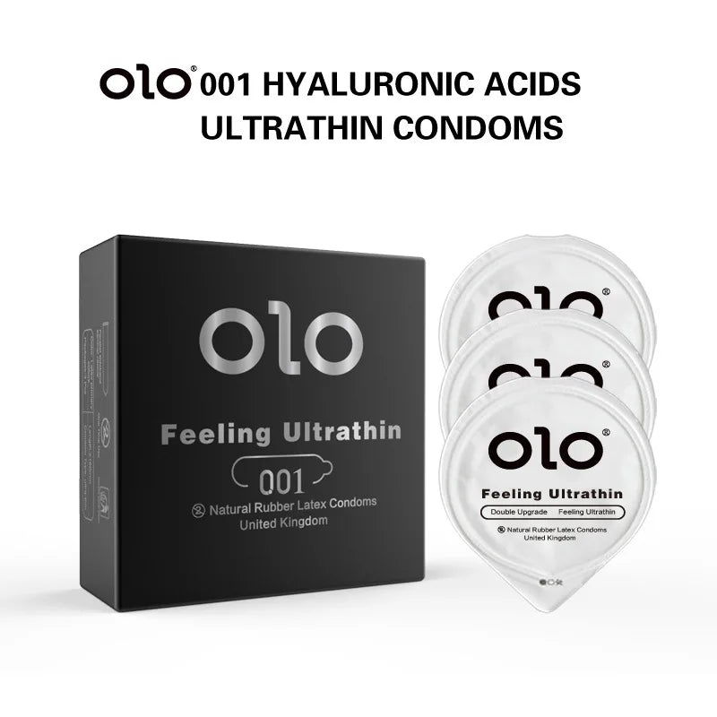 OLO Ultra Thin Condoms for Men No Box Sensitive Condom Hyaluronic Acid Safe Penis Sleeves Contraception Cock Sex Toys Adult 18+ - Seprincess