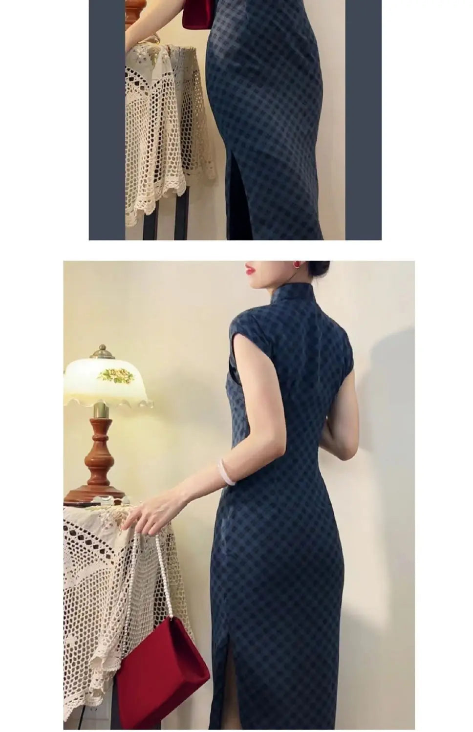 Qipao Mujer Vestido 2023 New Chinese Waist Slim China Style Dress Elegant Navy Blue Improved Cheongsam Dress for Women - Seprincess