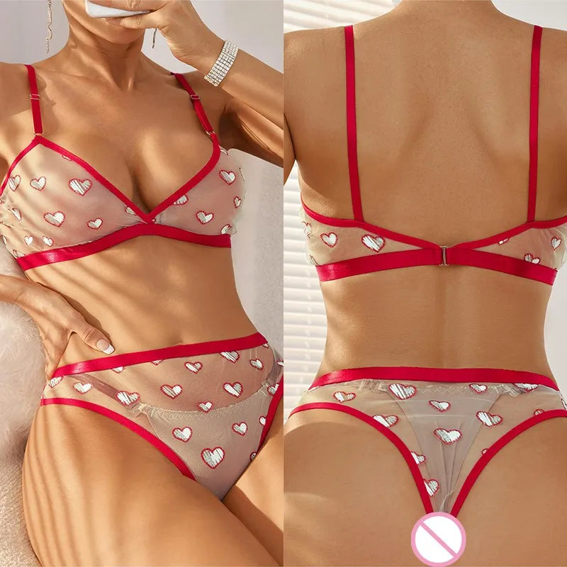 Erotic lingerie Love perspective mesh thin two-piece underwear set sexy game train men tight sex clothes goods for 1 all akti - Seprincess