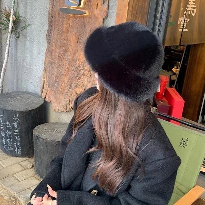 Winter Hat For Women Faux Fur Fluffy Bucket Hat For Women Luxury Plush Mongolian Hat Soft Panama Cap Skiing Riding Warm Caps
? - Seprincess