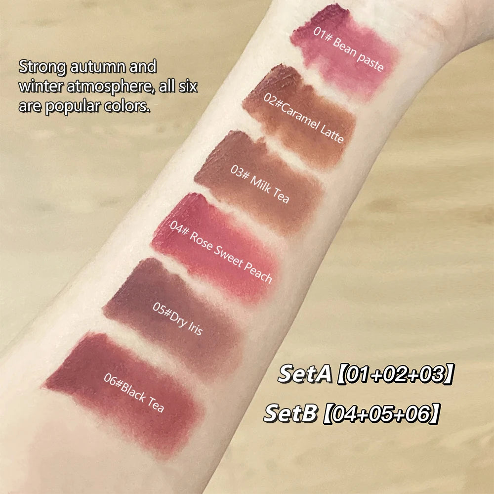 Matte Velvet Lip Gloss Long Lasting Lip Mud Tint Blush Non-stick Cup Waterproof Lipstick Female Makeup Korean Cosmetic Sets - Seprincess