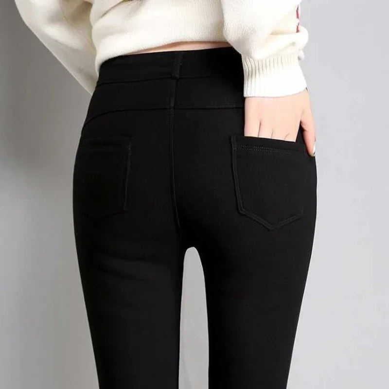 High Elastic Skinny Pencil Jeans leggings Elastic Black Plus Size Immitation Stretch Denim Pants Long Trousers