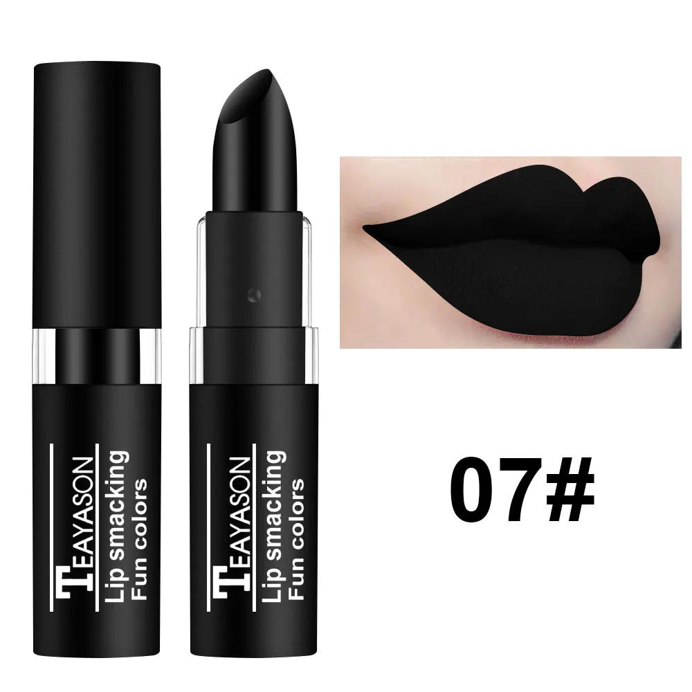 Waterproof Velvet Matte Lipstick Lasting Black White Purple Pigment Lipstick Christmas Halloween Vampire Red Party Lip Cosmetics - Seprincess