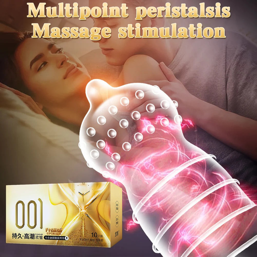 10pcs Natural Latex Condom Lubrication Delay Dot Sex Ultra Thin Particles Condom Contraception Supplies Adults Sex Toy 18+ - Seprincess