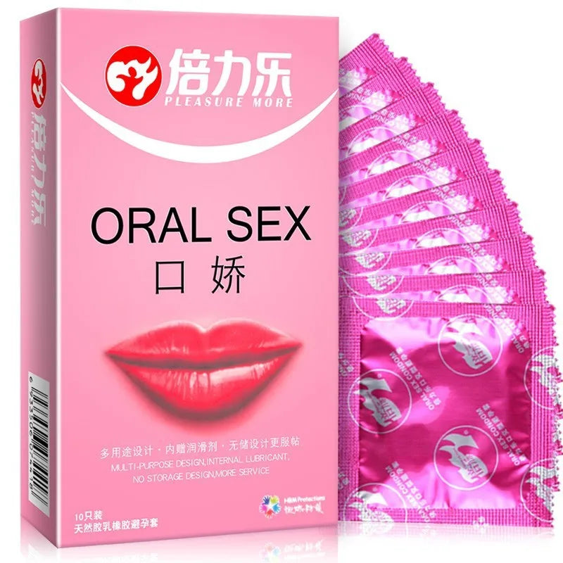 10pcs Oral Sex Condoms Fruit Flavor Passionate Contracepation Sex Toys Cherry Fragrance Cock Penis Sleeve Sex Supplies for Men - Seprincess