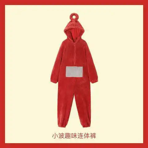 Cute Cartoon Teletubbies Pajamas Plush Jumpsuits Boys Girls Thickened Coral Fleece One-Piece Pajamas Warm Home Wear Clothes - Seprincess