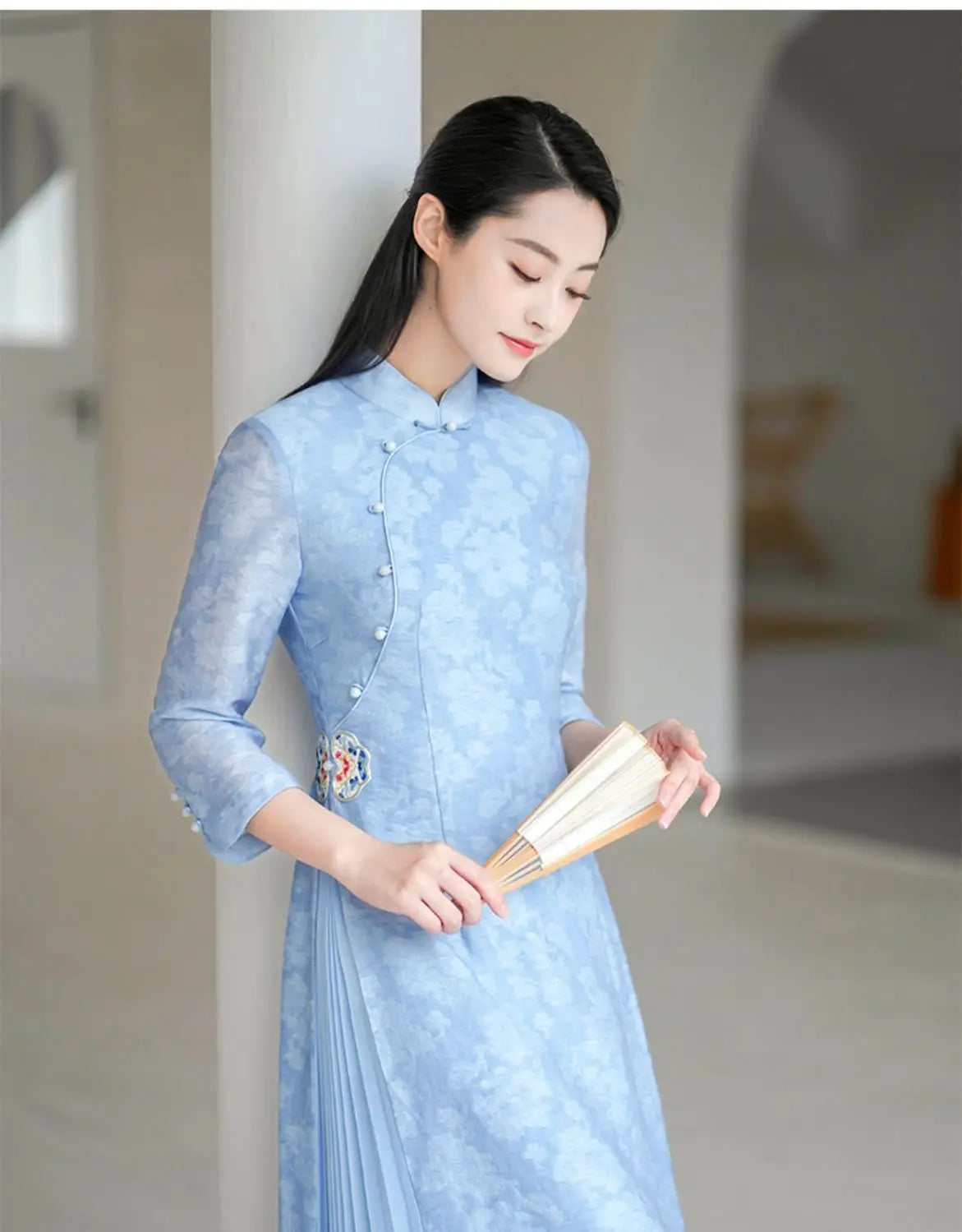 Modified Style Cheongsam Young Simple Elegant Retro Chinese Style Modern Long Qipao High-end Oriental Wedding Party Floral Dress - Seprincess