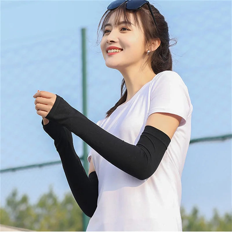 Ice Silk Sleeve Sunscreen Cuff Arm Sleeves Sun Protect Anti-Slip Summer Men Women Gloves Outdoor Riding New