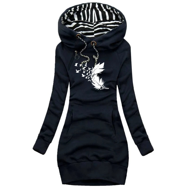 Newest Women Sweater Dress Long Sleeve Hoodie Dress Autumn Winter Casual Slim Sweater Hoodies Dress - Seprincess