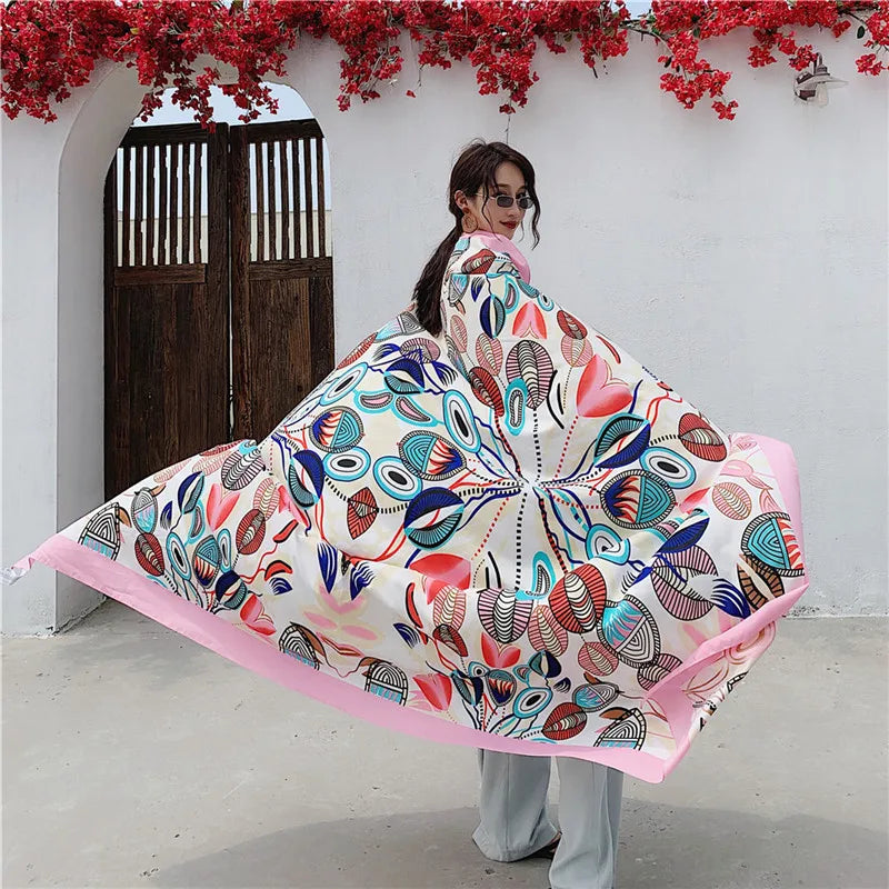 140x180cm Celebrity With The Same Cover-Ups Women Large Beach Dress Bikini Bathing Swimwear Sunburn Protection Sarong Wrap Scarf