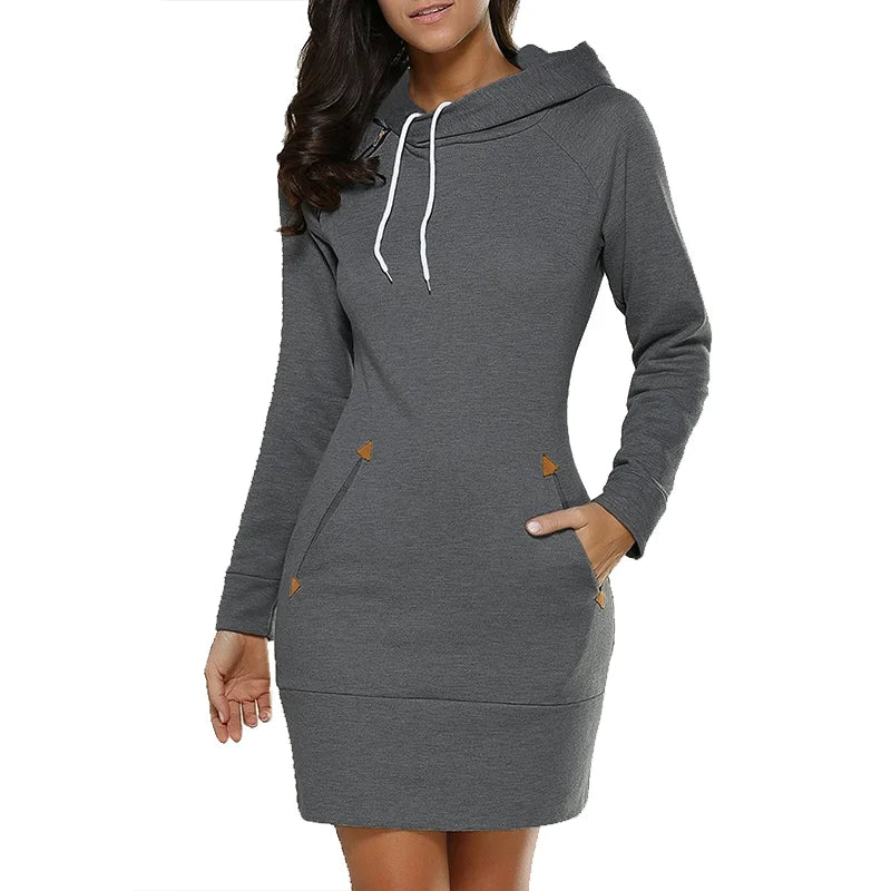 Women Winter Warm Hooded Pullover Sweatshirt Long Dress Sweatshirt Hoodies Women - Seprincess