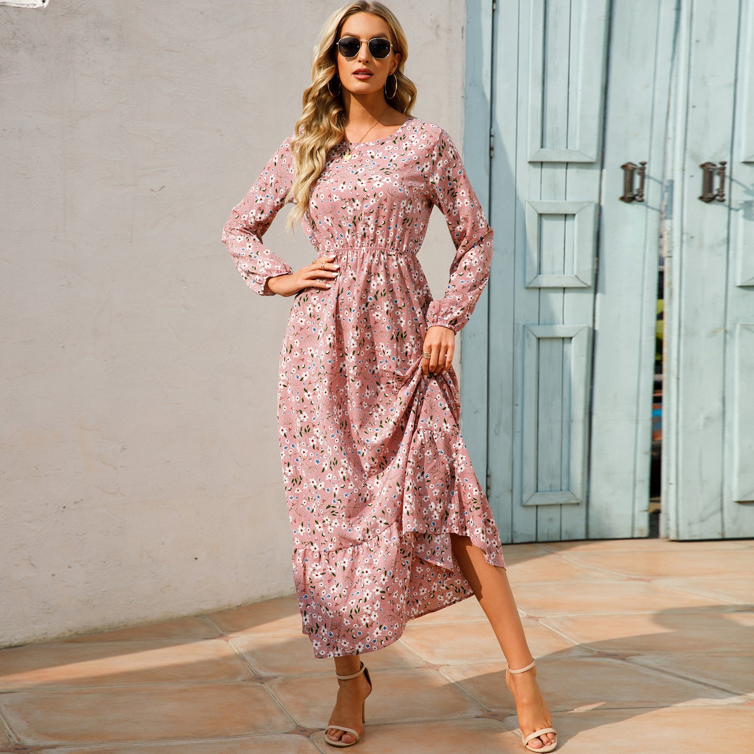 Women Maxi Dresses Sping Autumn Bohemian Casual Full Sleeve High Waist Beach Woman Chiffon Dresses Floral Vestidoes Long Dress - Seprincess