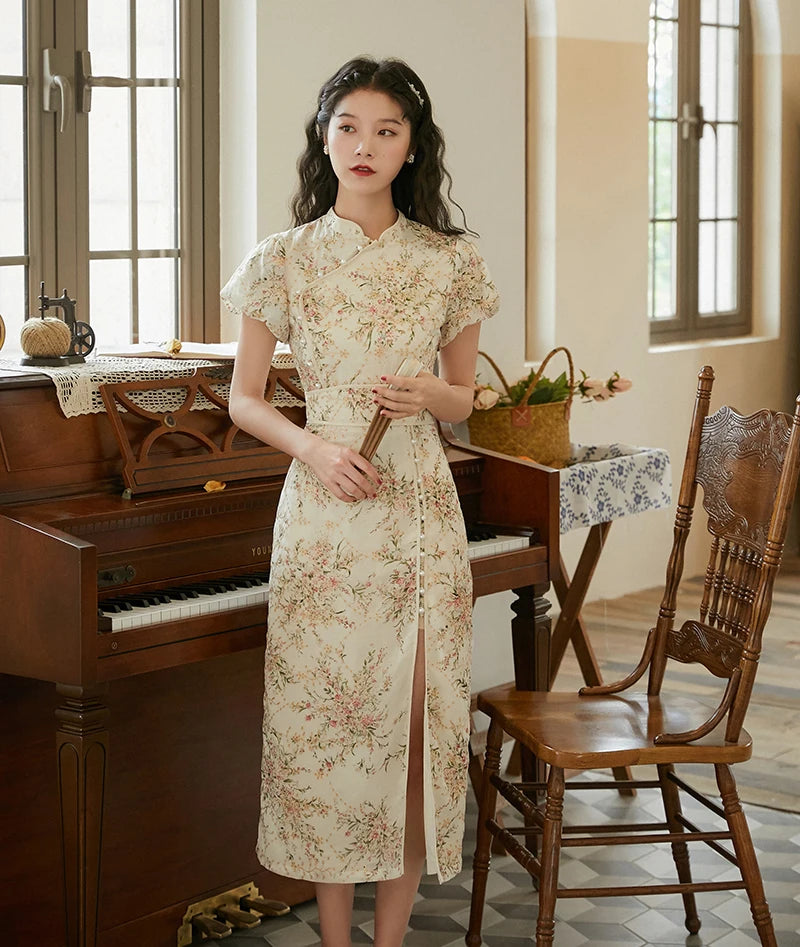 2023 Summer Improved Cheongsam Chinese Traditional Dress Embroidery Retro Oriental Party Floral Qipao Evening Dress  for Women - Seprincess