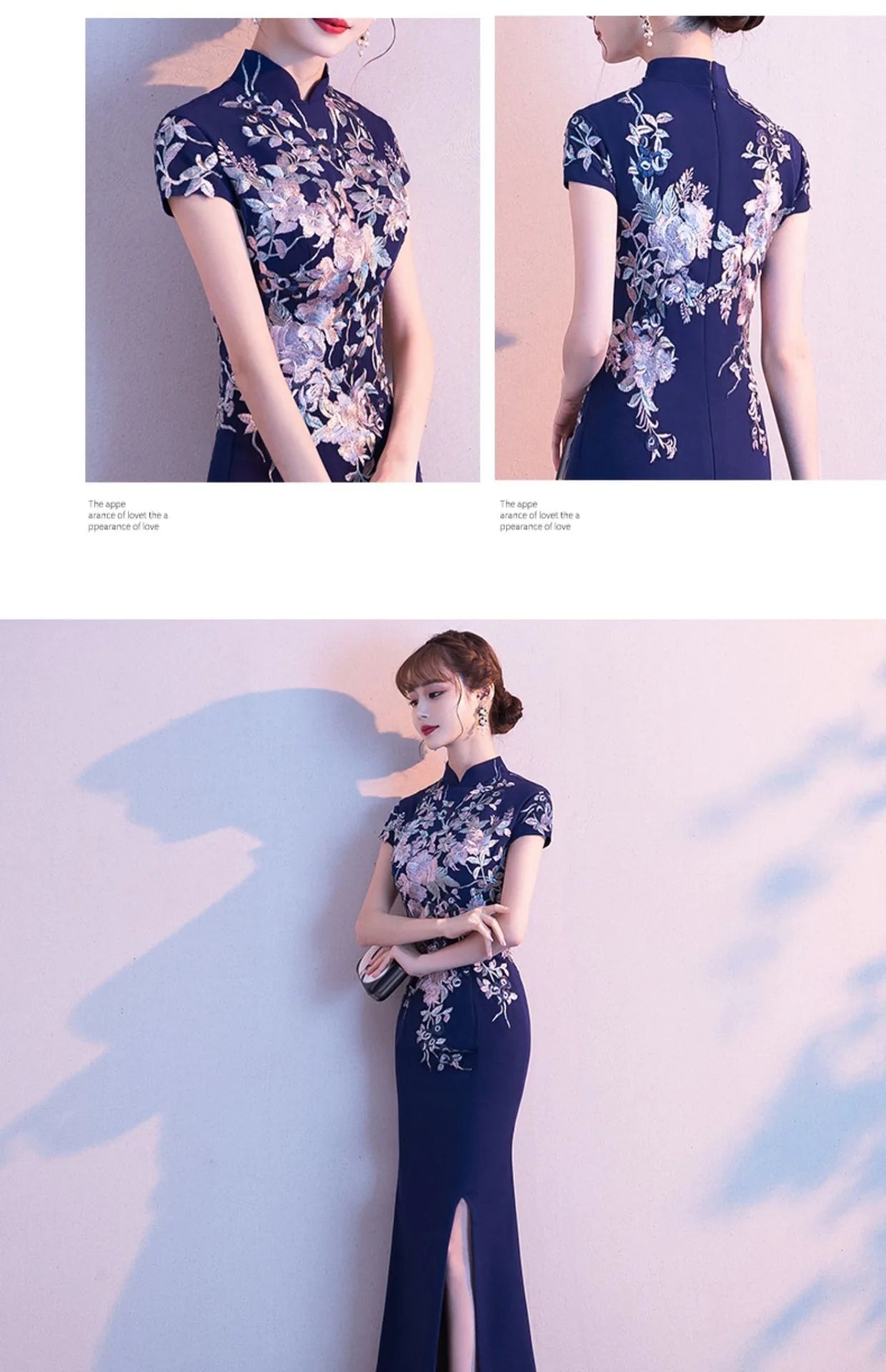 Chinese Formal Party Dress Exquisite Embroidery Applique Cheongsam Lady Qipao Banquet Dress Sexy A-Line Maxi Dress Vestidos - Seprincess