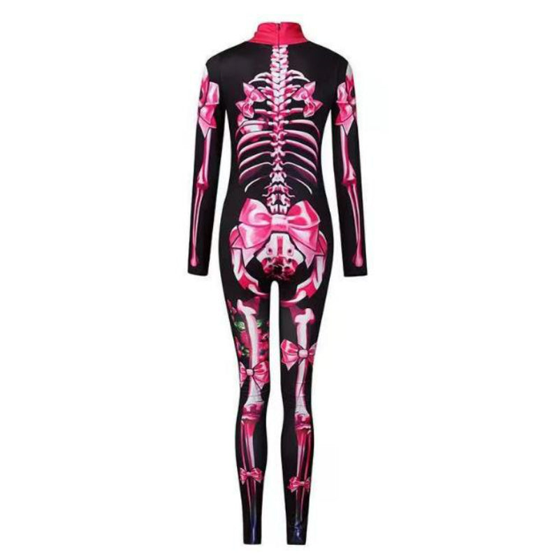 Women Cosplay Skeleton Rose Sexy Bodysuit Halloween Devil Ghost Specter Jumpsuit Romper Party Carnival Performance Scary Costume - Seprincess