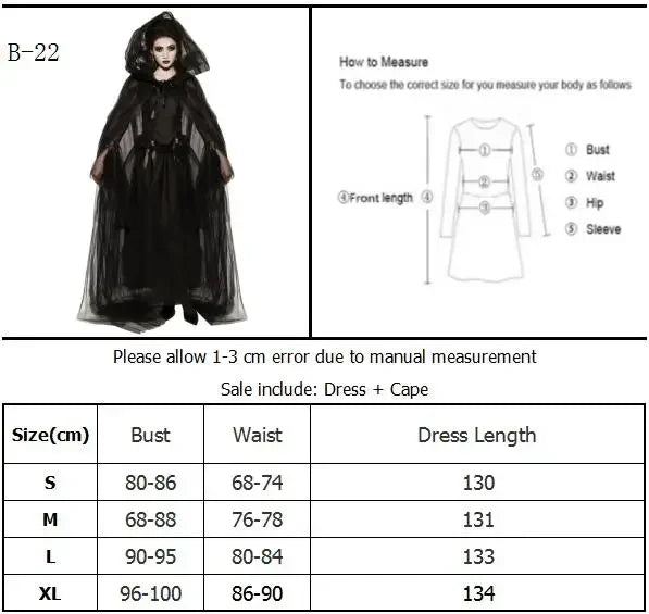 Halloween Costume Ghost Bride Witch High Quality Vampire Game Soft Cosplay Horror Demon Costume Black Gauze Dress - Seprincess