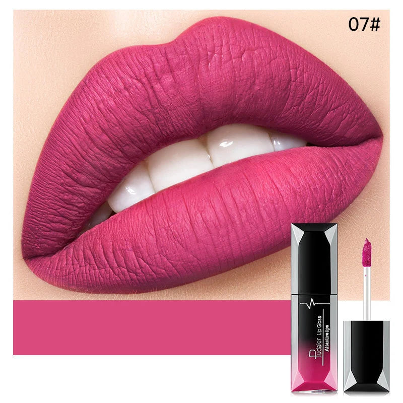 Pudaier Lip Makeup Sexy Matte Long Lasting Lipgloss Liquid Lipstick Lip Cream Waterproof And Non Stick Cup 21 Colors Lipstick - Seprincess