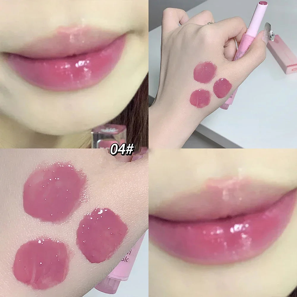 Jelly Pink Lipsticks Pen Moisturizing Lasting Mirror Water Light Solid Lip Gloss Glass Clear Lip Glaze Makeup Korean Cosmetics - Seprincess