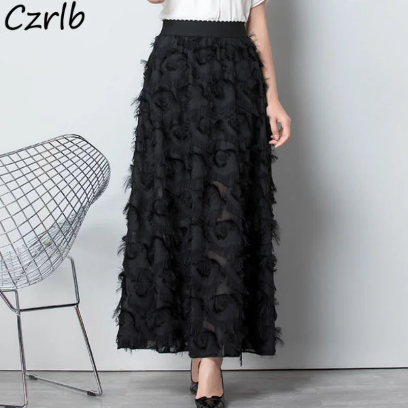 Tassel Skirts Women Classic Vintage Femme Elegant Soft Autumn All-match Tender Aesthetic Slim Mujer Hot Sale Solid Korean Style - Seprincess