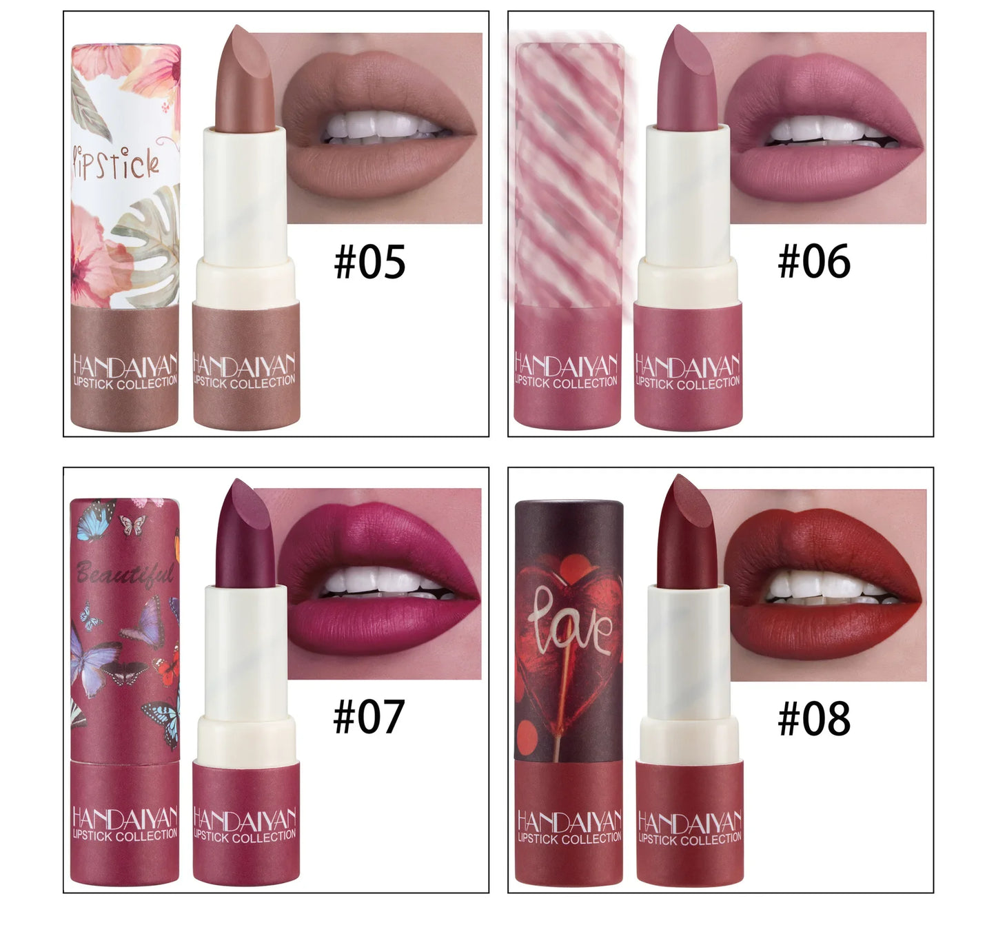 Waterproof Nude Brown Matte Lipsticks 8 Colors Long Lasting Not Fading Sexy Red Pink Velvet Lipstick Pencil Lips Makeup Cosmetic - Seprincess