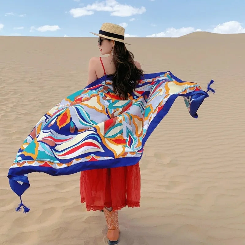 17 Styles 90x180cm Travel Beach Sunscreen Scarve Bikini Large Shawl Sarong Wrap Scarf Women Brazilian Swimsuit Bathing Cover-ups - Seprincess