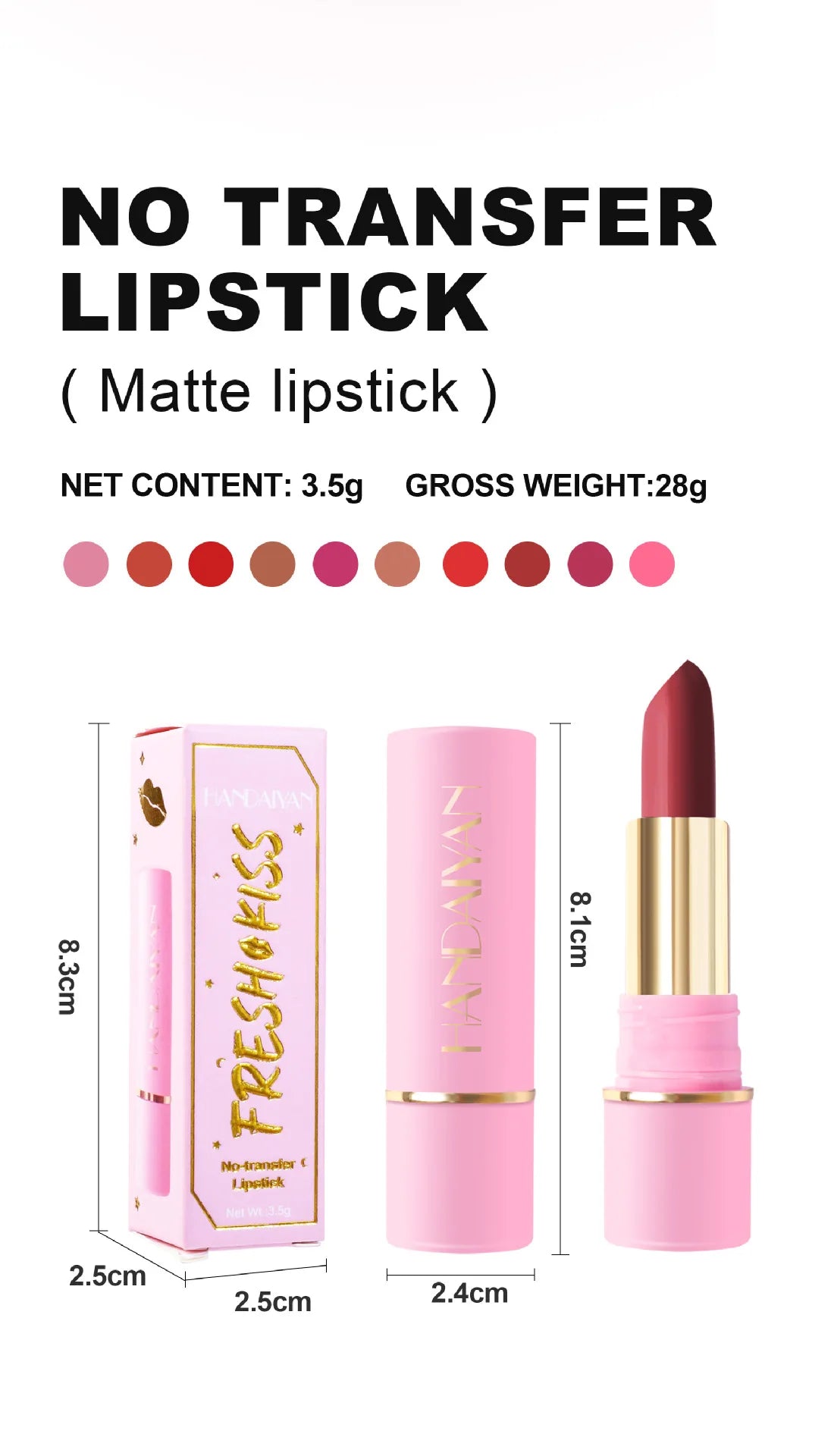 Handaiyan Matte Waterproof Velvet Pink Nude Lipstick Sexy Red Brown Pigments Long Lasting Lip Stick Makeup woman - Seprincess