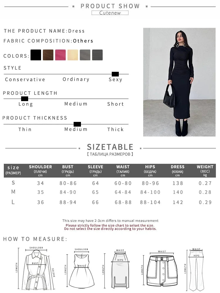 Cutenew Women's Elegant Solid O-neck Patchwork Maxi Dress Full Long Sleeves Body-shaping Robe Lady Evening Attirewear Vestidos - Seprincess