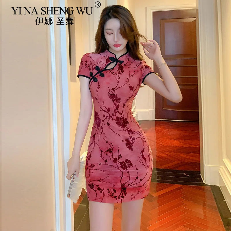 Sexy Club Mini Dress Arrival Vintage Chinese Style Women's Qipao Spring Sexy Party Sheath Dresses Mujer Vestidos Cheongsam New - Seprincess