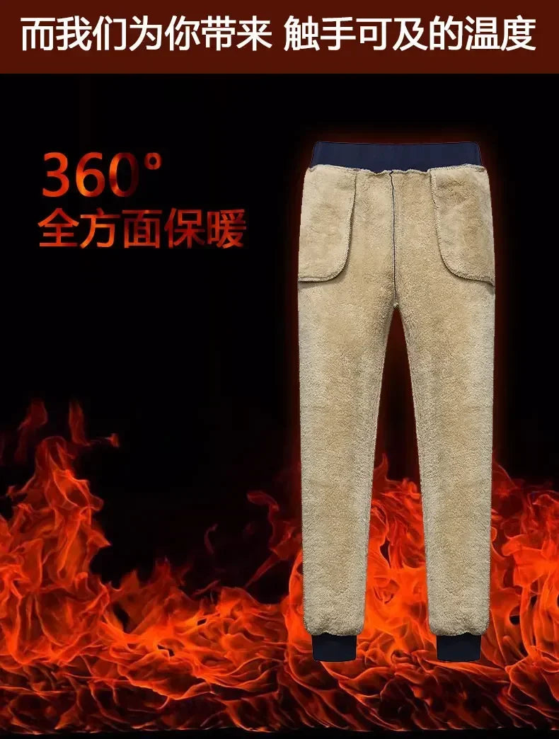 Men's Winter Pants Classic brand sweatpants super Warm Thick Pants cashmere Trousers For Men fleece Male long outdoor Pants men