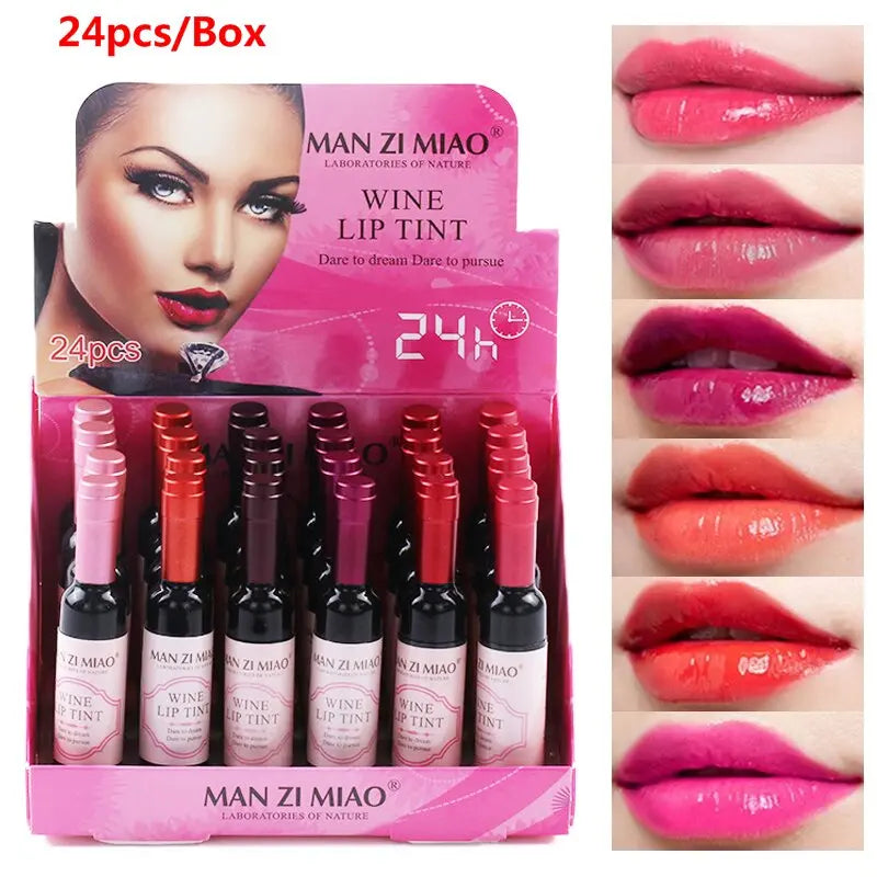 24Pcs/Set Matte Liquid Lipstick Bulk Red Wine Lip Tint Wholesale Long Lasting Waterproof Cosmetics Maquillaje Lipgloss - Seprincess