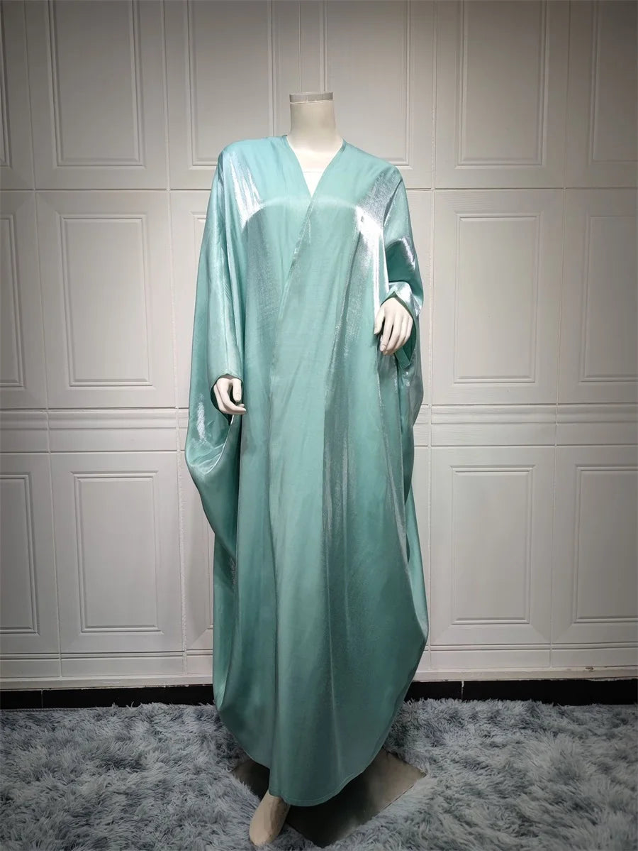 Siskakia Kimono Abayas for Women Modest Muslim Moroccan Dubai Fashion Casual Open Abaya Silk Satin Corban Eid Al Adha 2023 New