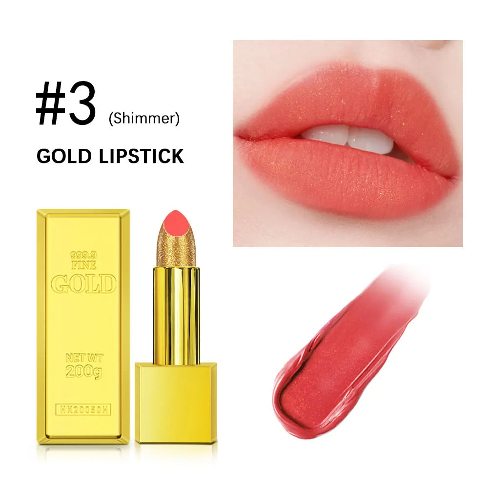 New Glitter Lipstick Moisturizing Gold Lipstick Long Lasting Lipstick Shiny Lip Gloss Velvet Matte Lipstick Glitter Lip Kit - Seprincess