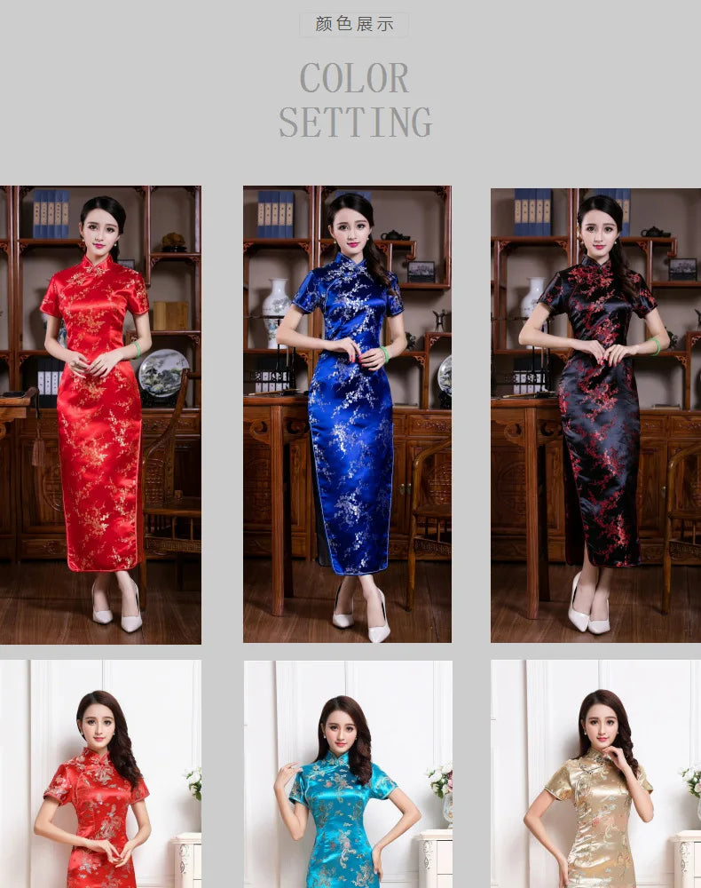 S-6Xl Plus Size Cheongsam Women Elegant Qipao Tradition Chinese Style Dresses Dragon Jacquard Cheongsams Sexy Long Vestidos - Seprincess