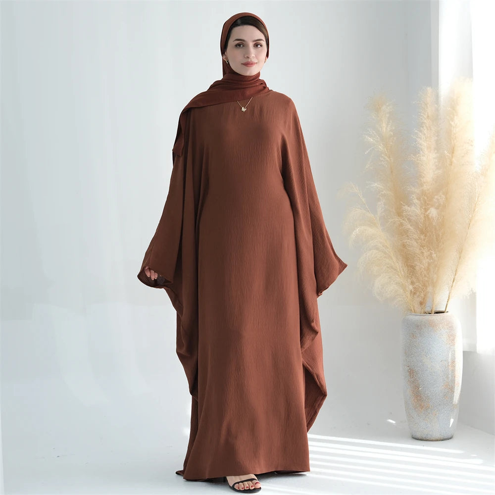 Ramadan Eid Crepe Batwing Butterfly Modest Abaya Dubai Luxury 2024 Muslim Jersey Hijabs Kaftan Dress For Women Kebaya Vestidos